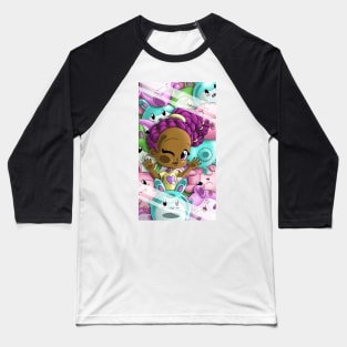 African American Girl and Bunnies Baseball T-Shirt